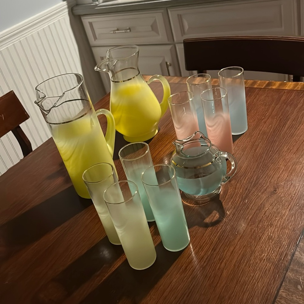 Chic Gradient Glassware Set with Pitcher